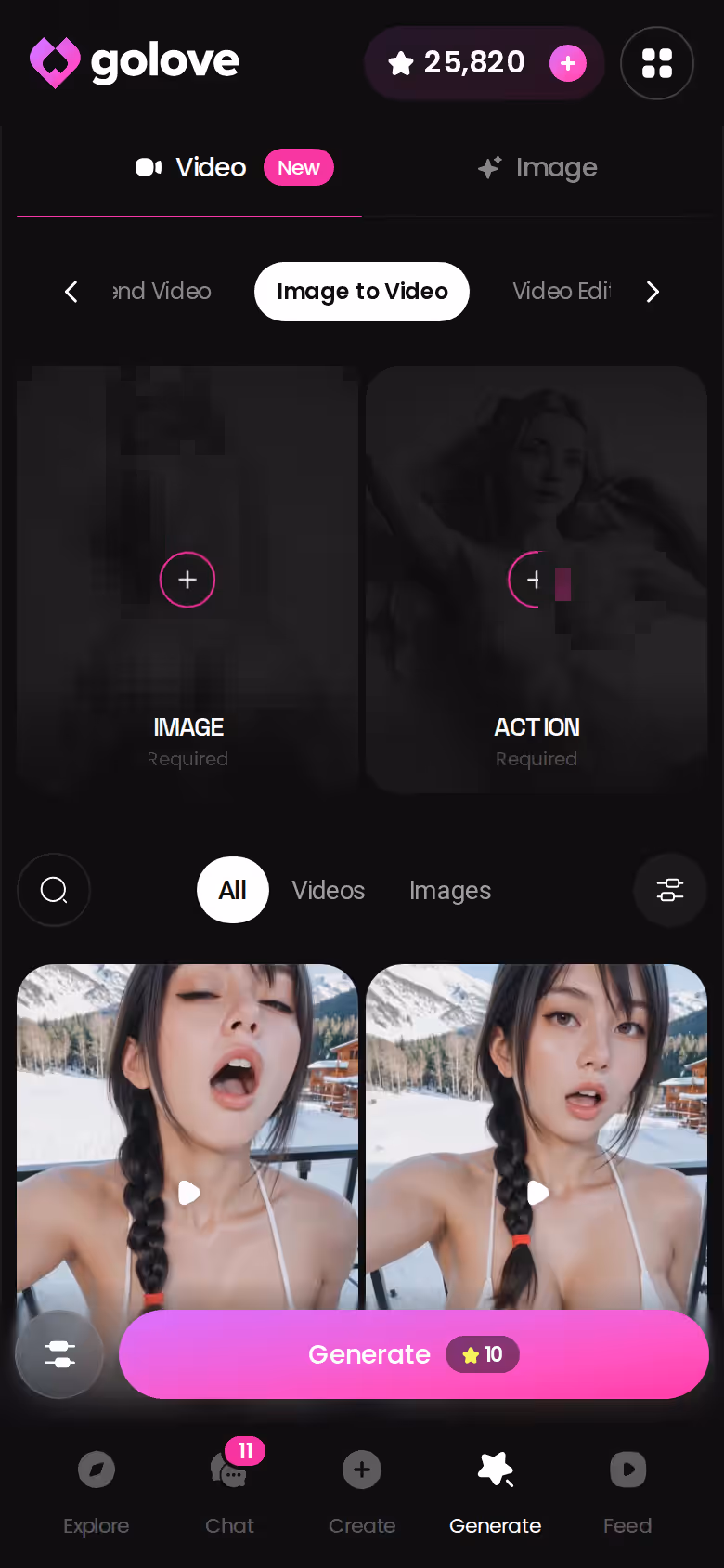 GoLove Image to Video on mobile turning a still photo into a short clip